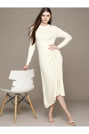 Bebe Women All Day Ribbed Asymmetric Hemline Sweater Dress