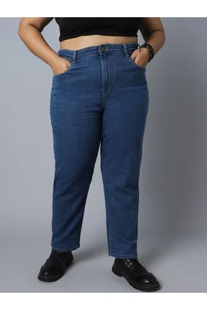 High Star Women Plus Size Straight Fit High-Rise Stretchable Jeans