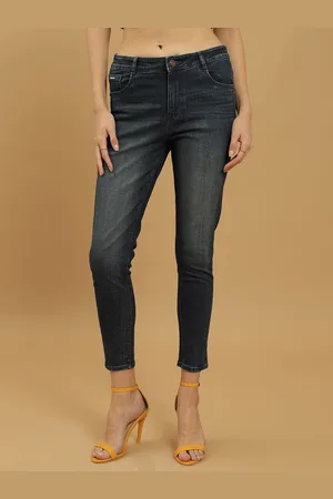 BEATNIK Women Slim Fit Mid-Rise Light Fade Clean Look Stretchable Cropped Jeans