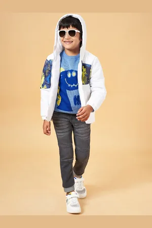 Pantaloons Boys Graphic Printed Hooded Bomber Jacket