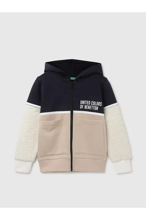 Benetton Boys Colourblocked Front-Open Sweatshirt