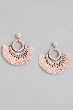 Forever New Kennedy Weave Raffia Circular Artificial Stones Studded Drop Earrings