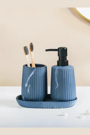 Nestasia Grey 3 Pieces Textured Ceramic Bathroom Accessory Set