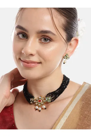 Anouk Women Gold-Plated Kundan & AD Studded Choker Necklace with Earrings
