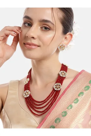 Anouk Women Gold-Plated Kundan Studded Necklace with Earrings