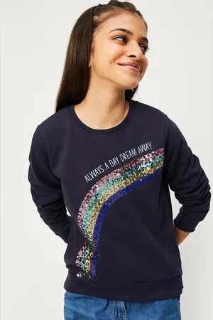 Max Collection Girls Typography Printed Sequinned Detailed Sweatshirt