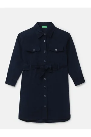 Benetton Girls Spread Collar Cotton Shirt Dress