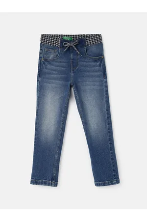 Benetton Boys Mid-Rise Heavy Fade Clean Look Cotton Jeans