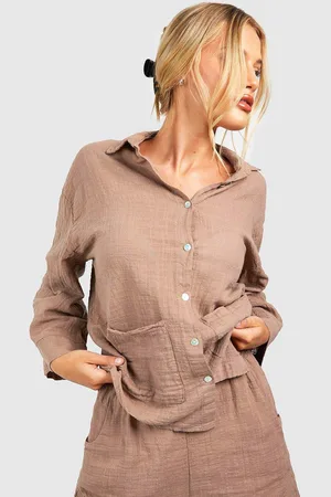 Boohoo Crinkle Cotton Oversized Shirt
