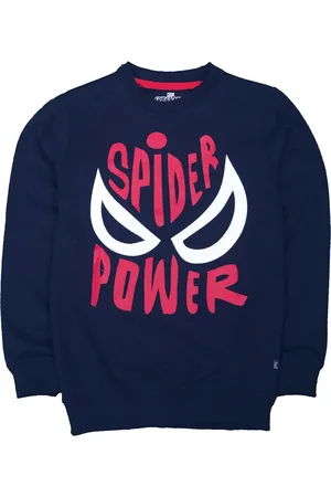 Kinsey Boys Spiderman Typography Printed Pullover Sweatshirt