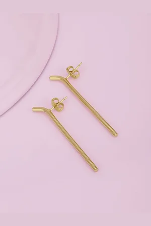 Carlton London Women Gold-Plated CZ Studded Drop Earrings