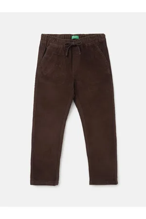 Benetton Boys Ribbed Mid-Rise Cotton Trousers