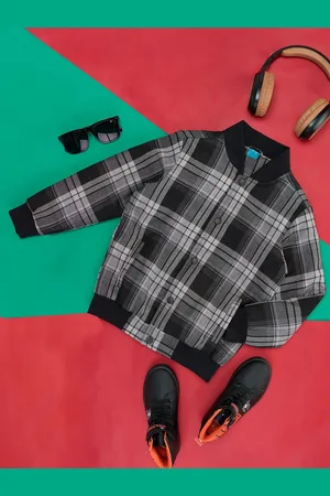 Pantaloons Boys Checked Cotton Bomber Jacket