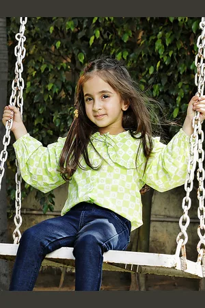 MiArcus Girls Checked Shirt Style Cotton Top