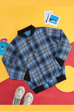 Pantaloons Girls Checked Cotton Bomber Jacket