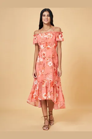 Pantaloons Floral Printed Flounce Fit & Flare Midi Dress