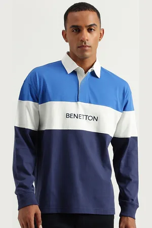 Benetton Colourblocked Polo Collar Cotton T-shirt