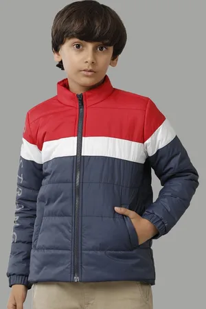 UNDER FOURTEEN ONLY Boys Colourblocked Mock Collar Padded Jacket