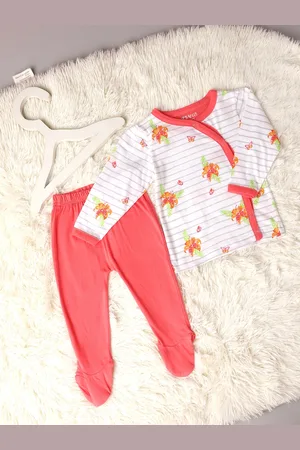 MiArcus Girls Pink & White Floral Print Full Sleeve Bambino Set