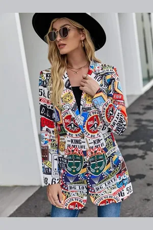 BAESD Women Printed Single Breasted Blazer