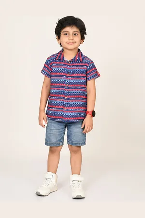 LIL DRAMA Boys Standard Geometric Printed Spread Collar Casual Shirt