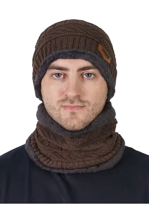 Teemoods Men Self Design Woollen Beanie Cap With Neck Warmer