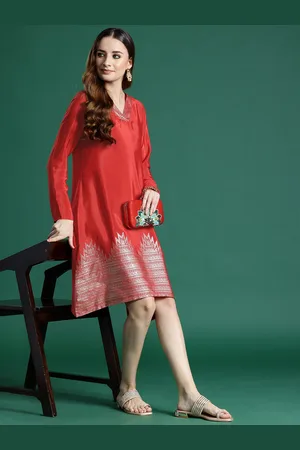 Sangria Ethnic Printed Full-Sleeves A-Line Dress