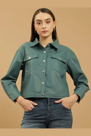 BEATNIK Spread Collar Leather Crop Jacket