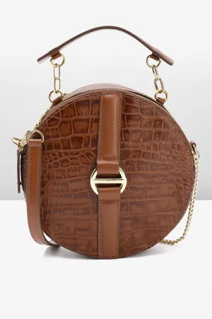 Hidesign Croc Animal Textured Leather Structured Sling Bag