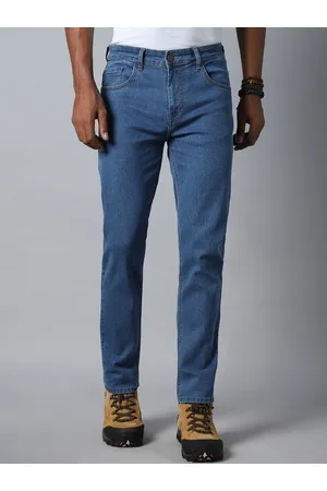 High Star Men Blue Tapered Fit Mildly Distressed Light Fade Stretchable Jeans