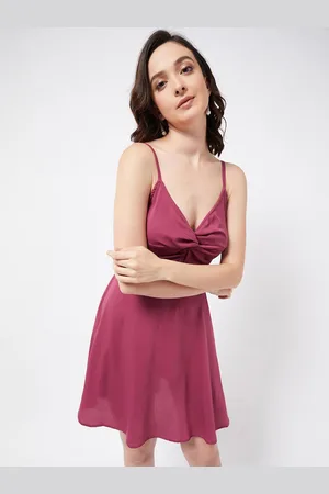 Color Capital Shoulder Straps Tie Ups Detail Crepe Fit & Flare Dress