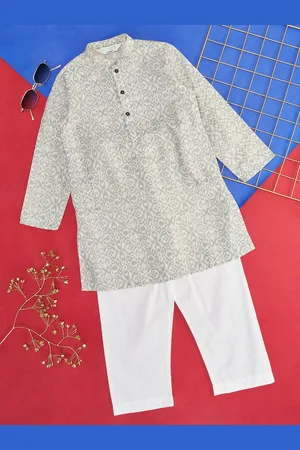 Pantaloons Boys Ethnic Printed Regular Pure Cotton Kurta With Trousers