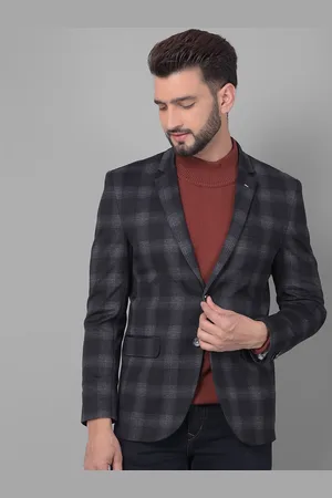 Crimsoune Club Slim-Fit Checked Notched Lapel Collar Single Breasted Casual Blazer