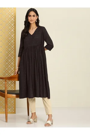 House of Pataudi Embellished Sequinned Rozana Angrakha Kurta With Tie-ups Detail