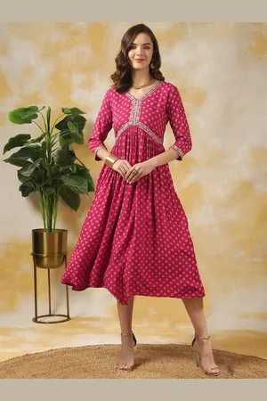 Rangita Ethnic Motifs Printed A-Line Midi Ethnic Dress