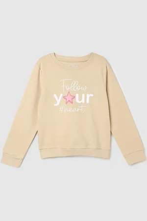 Max Collection Girls Printed Round Neck Cotton Sweatshirt