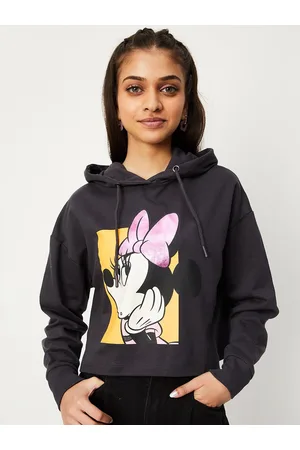 Max Collection Girls Minnie Mouse Printed Hooded Long Sleeves Cotton Pullover Sweatshirt