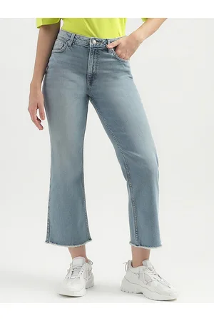 Benetton Women Low Distress Heavy Fade Bootcut Jeans
