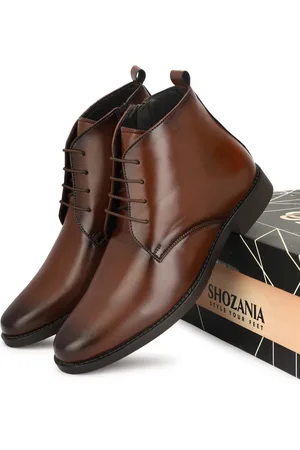 SHOZANIA Men Mid Top Leather Regular Boots