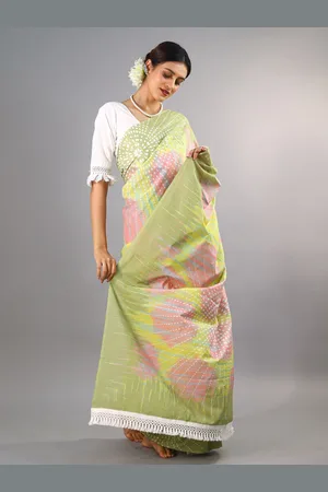 BUTA BUTI Tie and Dye Printed Pure Cotton Saree