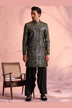 Vastramay Embellished Georgette Sherwani Set