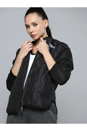 Reebok Women Black OW U Solid Water-Repellent Quilted Outdoor Jacket