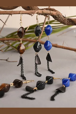 BuckleUp Set Of 3 Contemporary Drop Earrings
