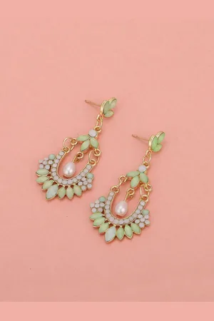 Carlton London Women Gold-Plated CZ-Studded Drop Earrings