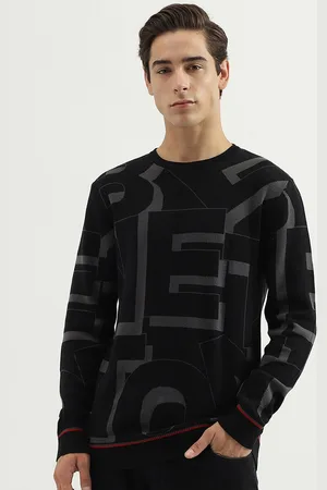 Benetton Geometric Printed Cotton Pullover Sweater