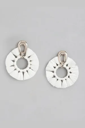 Forever New Charli Metal & Raffia Circular Drop Earrings