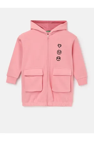 Benetton Girls Front-Open Hooded Sweatshirt