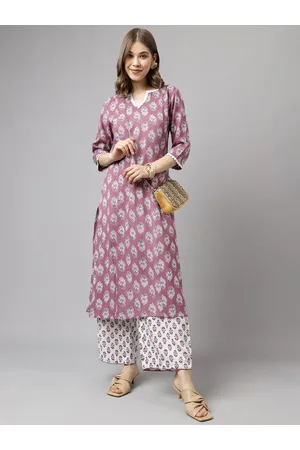FIORRA Ethnic Motifs Printed Regular Pure Cotton Kurta With Palazzos