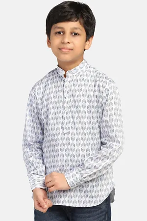 Tahvo Boys Geometric Printed Cotton India Slim Fit Opaque Casual Shirt