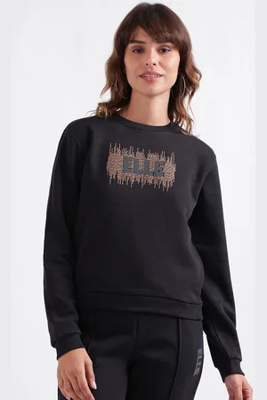 Elle Typography Printed Pure Cotton Pullover Sweatshirt